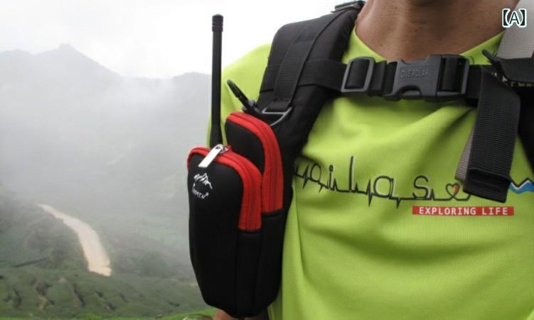 ダブル ジッパー ポケット アウトドア 登山 バッグ ショルダーストラップ 携帯電話 トランシーバー ショルダーバッグ ウエスト