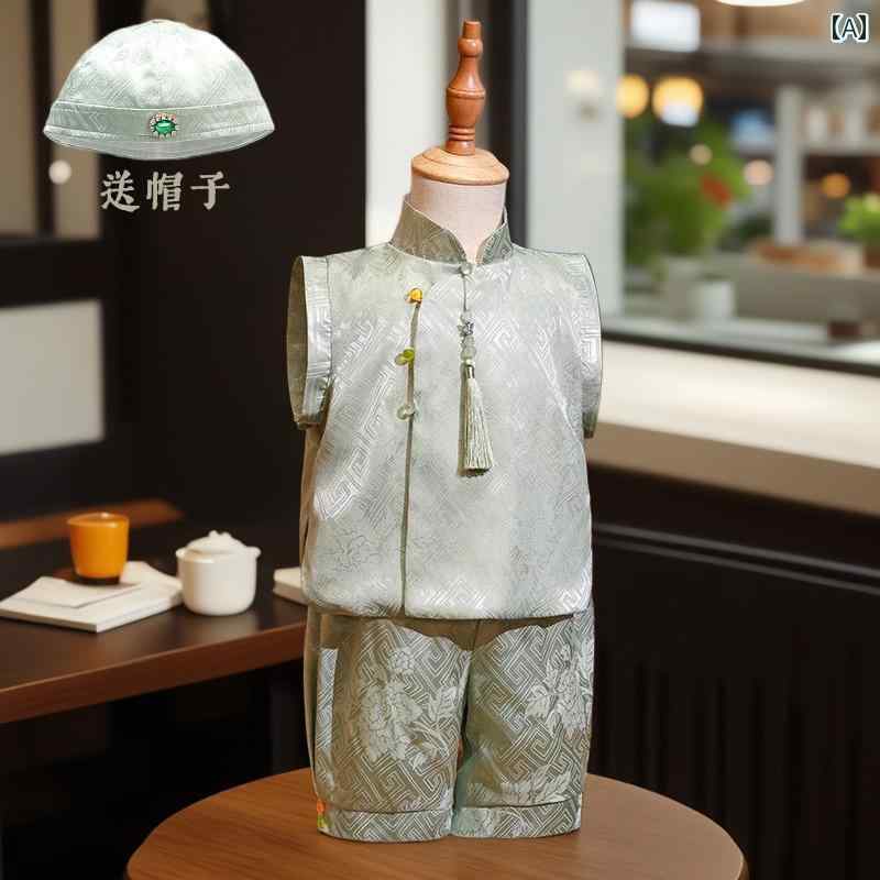 2025年.1歳迎える男の子のの夏伝統的な服セット日常とも軽く着やすいで.赤ちゃん 普段着 薄手 スタイル