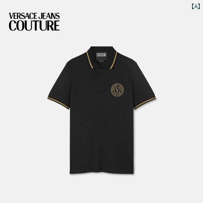 【 春夏】 VERSACE JEANS COUTURE メンズ V エンブレム 刺繍 ポロシャツ カジュアル スポーティー|LINEAR shop