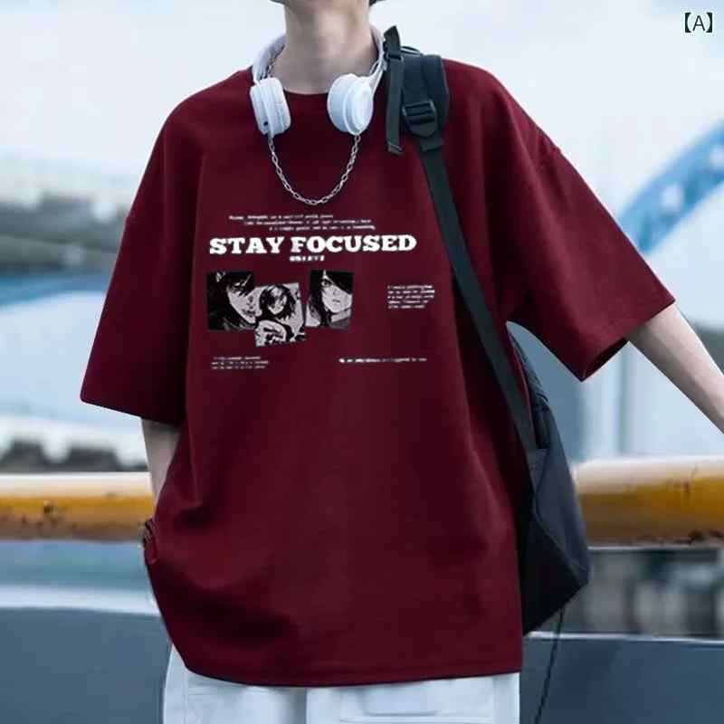 グループ 綿 半袖 Tシャツ メンズ 2025年 夏 トップス アメリカン ボーイズ コットン カジュアル ストリート