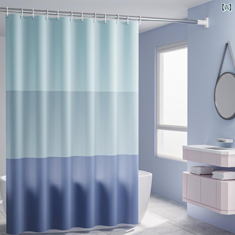 浴室用 厚手 防水 シャワー カーテン トイレ用 パンチ フリー セット 遮 光 間仕切り ドア.シンプルスタイル.オシャレ