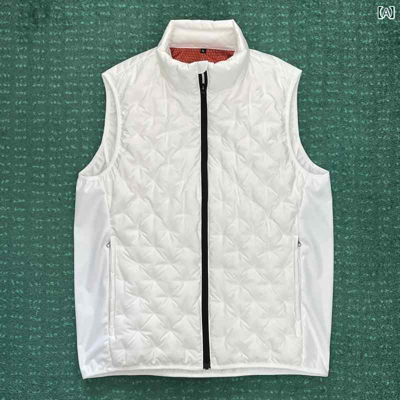 ゴルフ用 ダウン ベスト メンズ スポーツ 防風 暖かい ノースリーブ ジャケット 防水性 ホワイトブラック M L XL XXL