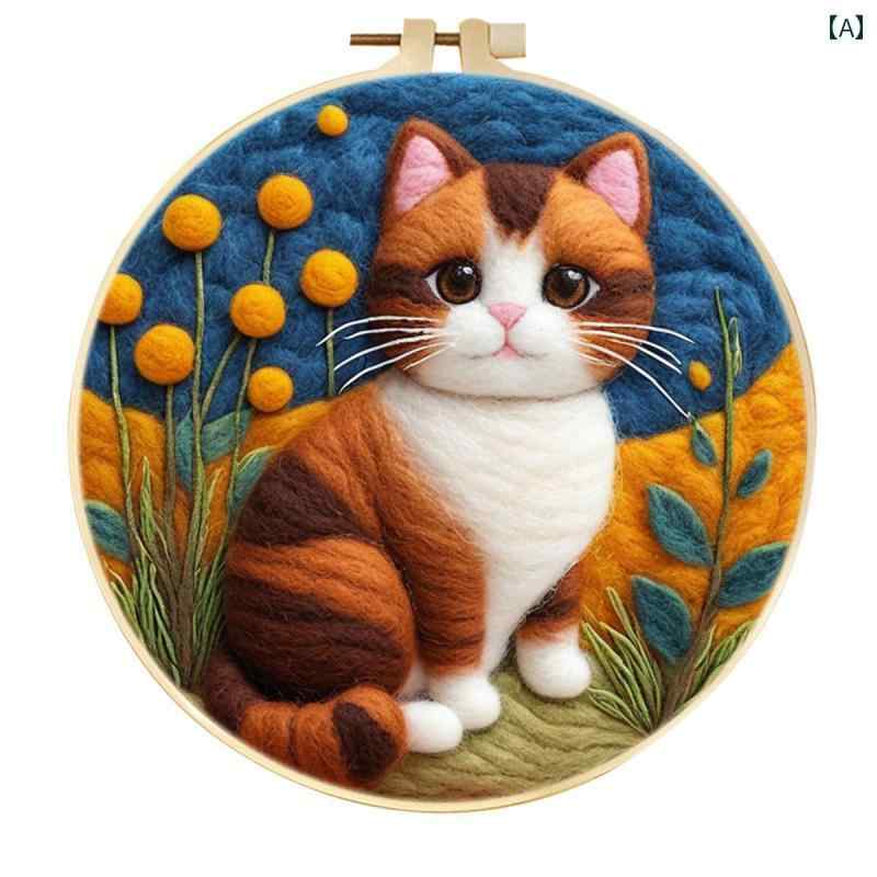 小さめ オレンジの 猫の ウール フェルト DIY 素材 パッケージ 手作り ギフト デスク トップの 装飾 シンプル 家庭の 退屈