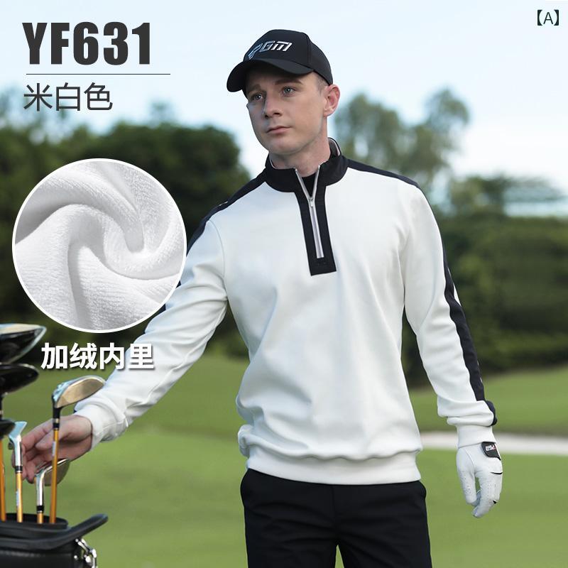 ゴルフウェア メンズ 春 プラスベルベット 暖かい 厚手 ジャケット ウェア スウェット 長袖 Tシャツ トップス 裏地付き 男性|LINEAR shop