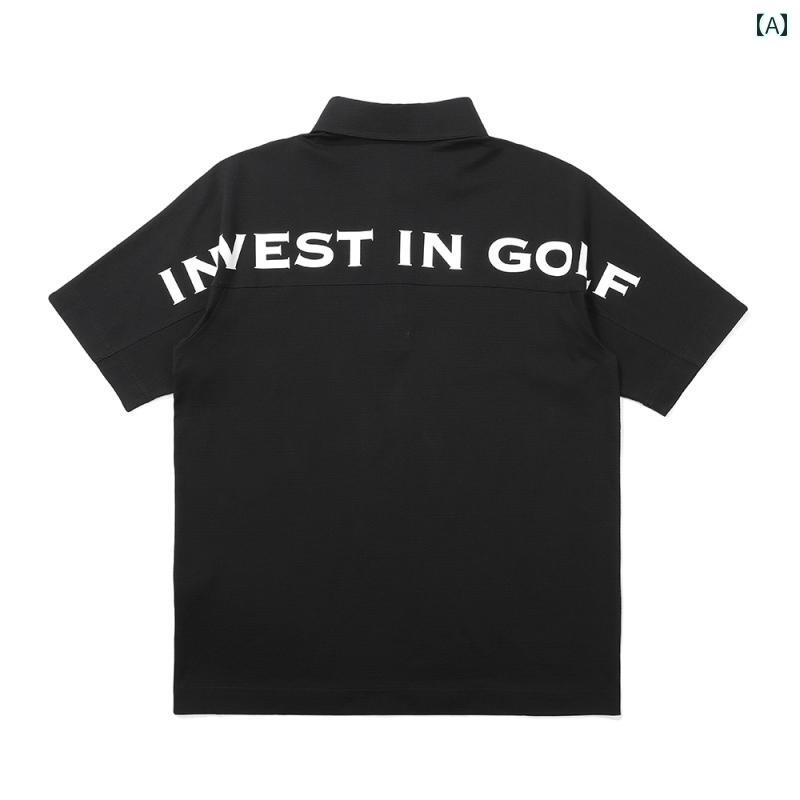 韓国 ゴルフウェア メンズ カジュアル 半袖 Tシャツ ポロシャツ 速乾 スポーツ 男性 着回し アイテム ファッショナブル 汎用性