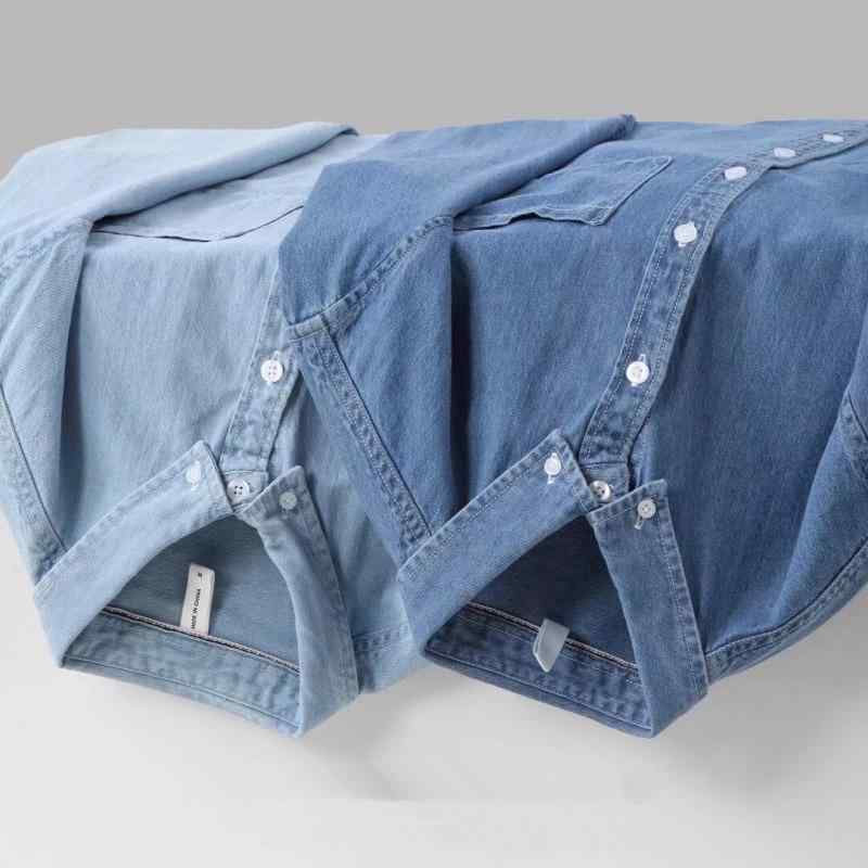シャツ メンズ 男性用 長袖 デニム コットン ネルシャツ風 レトロ 古着風 ビッグシルエット ゆったり ルーズ カジュアル 普段使い 秋冬 四季