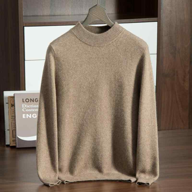 ニット メンズ セーター ウール 秋冬 プルオーバー ハイネック 厚手 無地 S M L XL 2XL 3XL ベージュ キャメル ブルー グレー グリーン レッド ネイビー ブラック