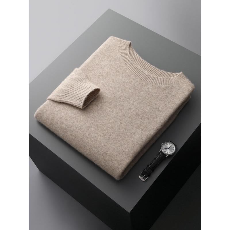 編み物 メンズ 成人男性用 スウェーター 混紡 絨毛 トップス 長袖 ティーシャツ 無地 丸首 ?松 秋冬 普段使い走り デイリー 豆緑であること オリーブ緑であること 黒いこと カーディガン-メンズファッション-トップス