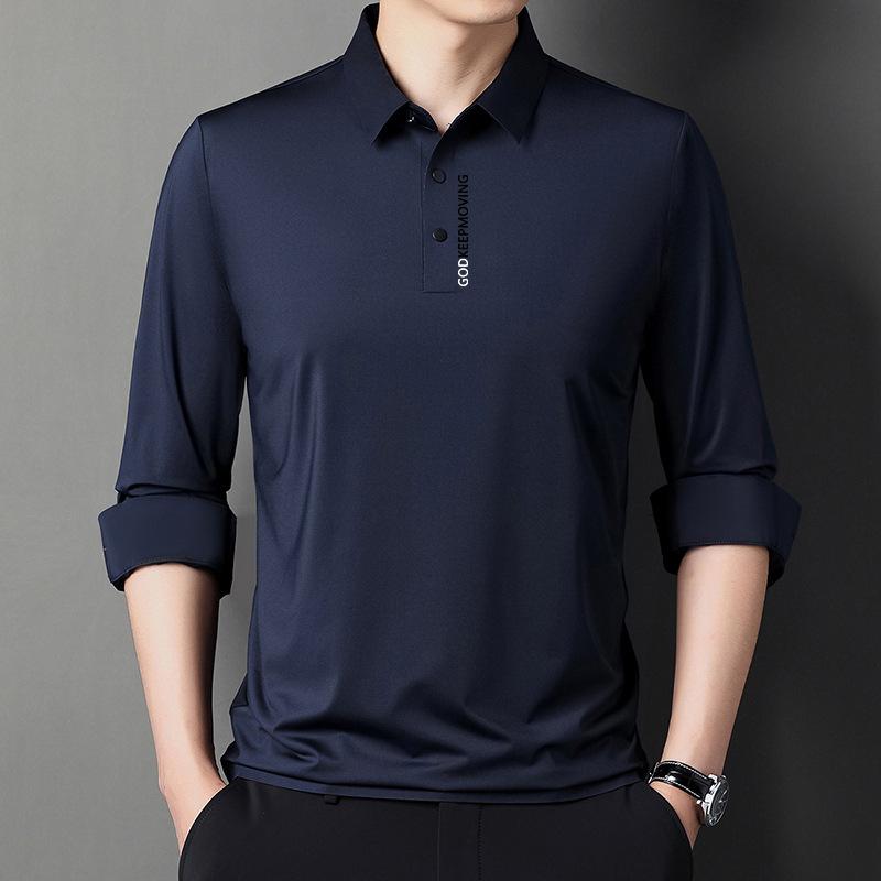 Tシャツ メンズ 男性用 桑蚕糸 長袖 トップス 春秋 ビジネス カジュアル おしゃれ インナー 深青 上青 グレー ワインレッド 薄青 黒 墨緑 キャメル