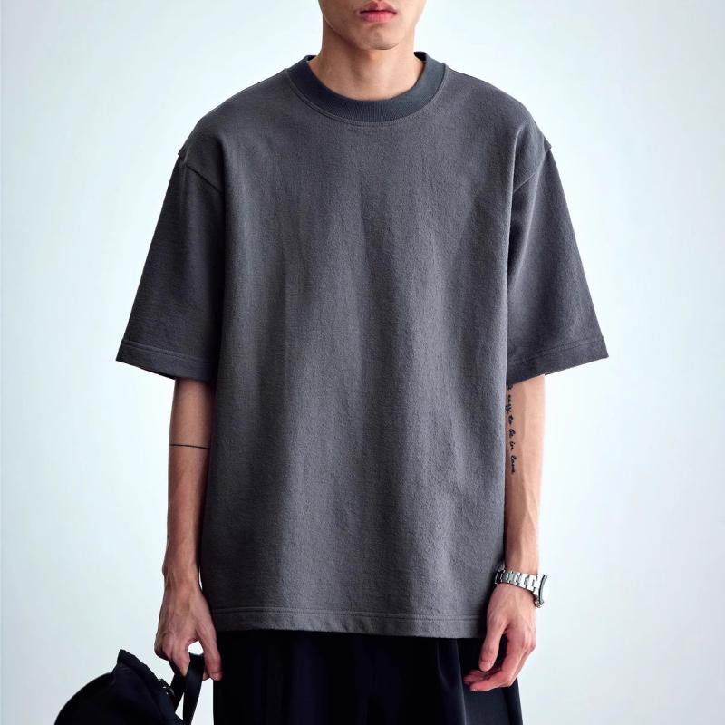 Tシャツ メンズ 男性用 コットン 綿 半袖 トップス カットソー 無地 ルーズフィット ゆったり カジュアル 普段使い 春夏 ホワイト 白系 ブルー 青系 ベージュ ブラウン 茶色系 ブラック 黒 グレー