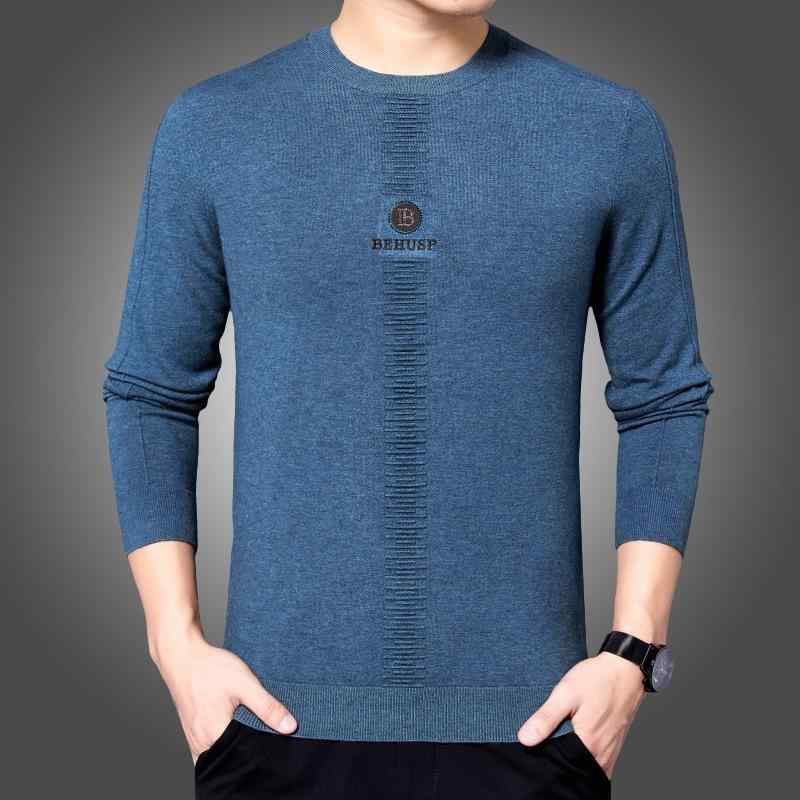Tシャツ メンズ 男性用 長袖 ニット カットソー ラウンドネック ウール混紡 薄手 ビジネス カジュアル スタイル グリーン ブラック イエロー ブルー グレー