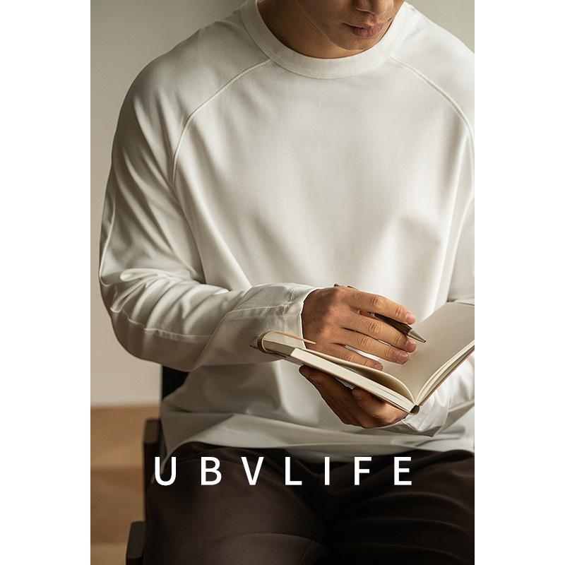 Tシャツ メンズ 男性用 モダール 綿 長袖 ルーズフィット 春物 白 無地 インナー カットソー ドロップショルダー トップス