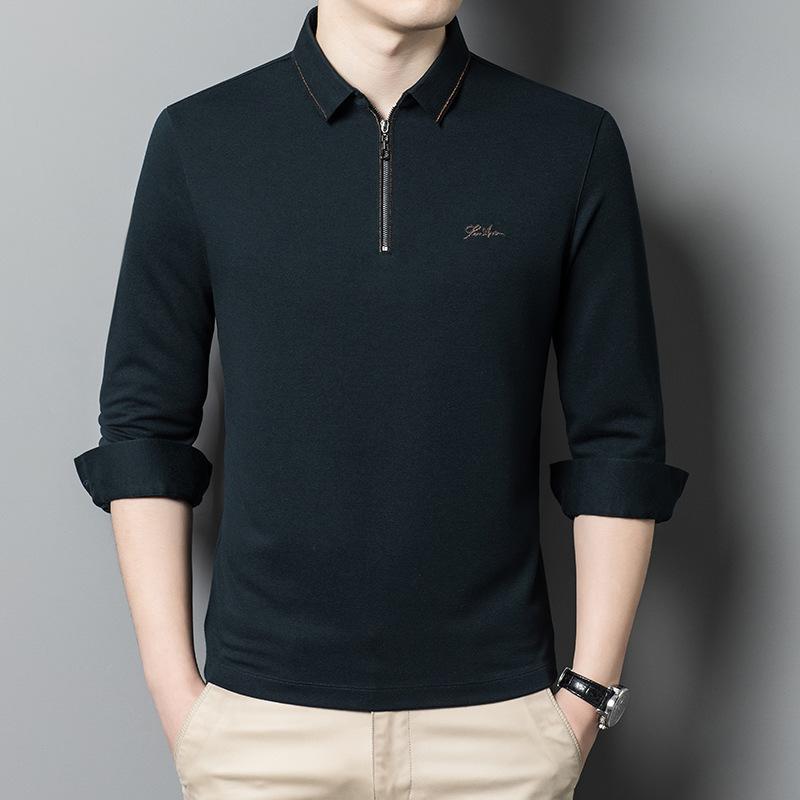 Tシャツ メンズ 男性用 山羊? 長袖 POLOシャツ トップス 紳士服 襟付き 無地 リブ裾 秋冬 春秋 カジュアル オフィスカジュアル ビジネス 通勤 深灰 黒 墨? ブラウン系
