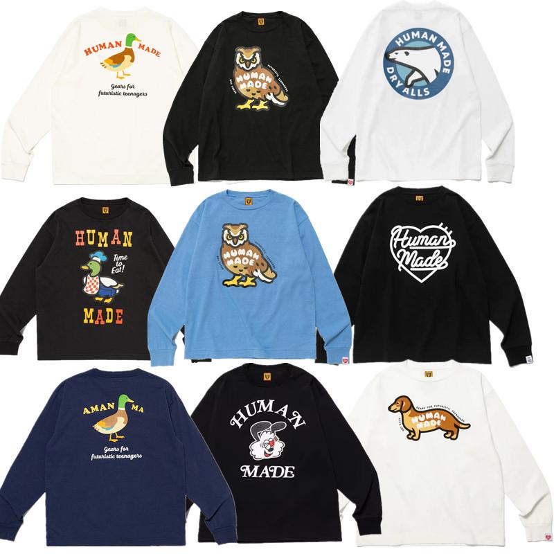 Tシャツ メンズ レディース 長袖 日系 レトロ アニマルプリント Tシャツ かわいい 犬 車 ハート アヒル トラ コットン ゆったり トップス 秋冬 カットソー カジュアル