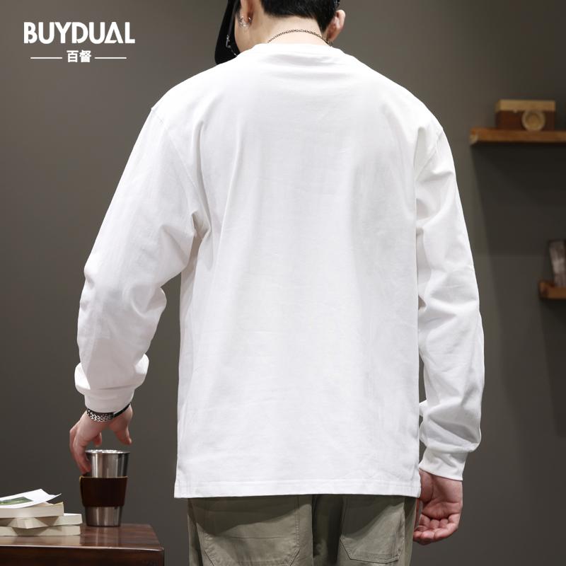 Tシャツ メンズ 男性用 長袖 コットン ゆったり 薄手 アメカジ 古着風 インナー 普段使い トップス 黒 白 グレー ブラウン 春