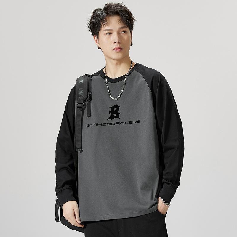 Tシャツ メンズ 長袖 ラウンドネック ストライプ柄 麻混紡 ゆったり 薄手 秋冬 トップス カットソー プルオーバー