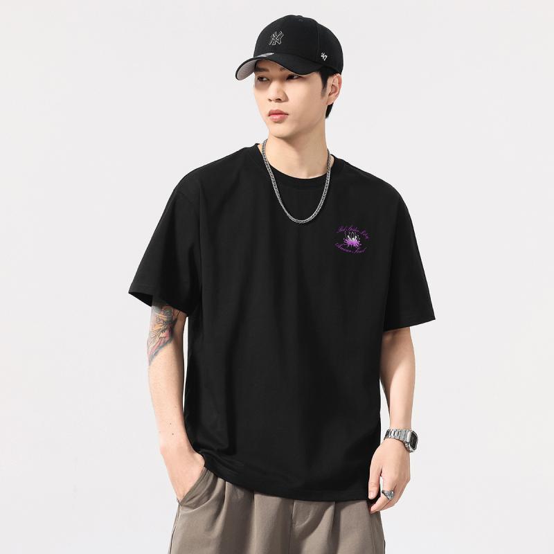 Tシャツ 男性用 大きいサイズ メンズ ビッグシルエット ドロップショルダー 半袖Tシャツ コットン トップス 薄手 夏 ブラック