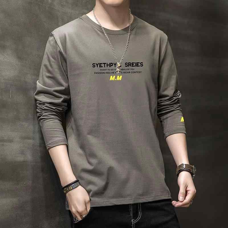 Tシャツ メンズ 男性用 長袖 ストライプ 薄手 ラウンドネック カットソー トップス 綿 混紡 グレー 黒 白 グレー 青 オレンジ カーキ スポーツ 普段使い
