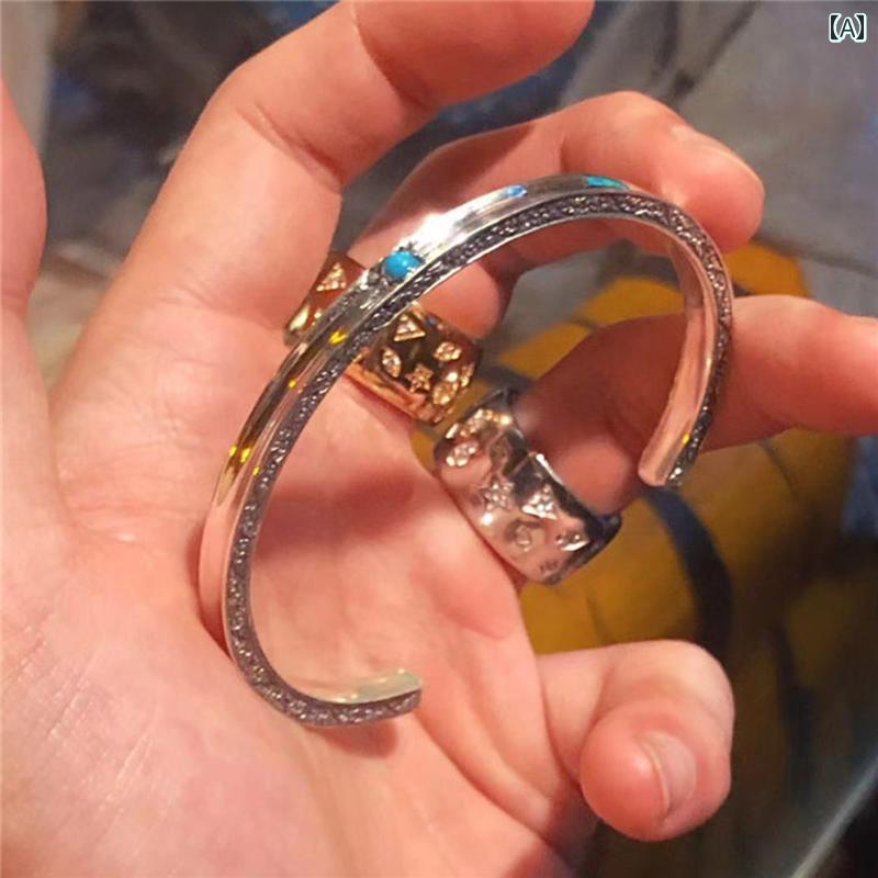 連 雲 山 北米インディアン ナバホー 唐草 刻みつける 力強さ トーテム 925 スターリングしろがね色 腕輪 ターコイズブレスレット しろがね色宝飾品