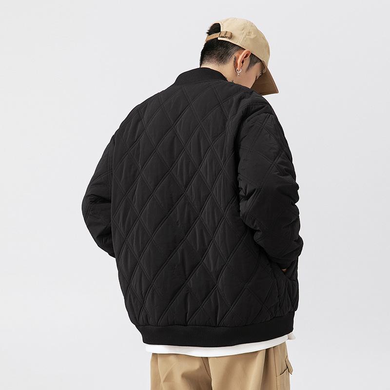 ジャケット メンズ キルティング 野球襟 コットン 厚手 ジャンパー ブルゾン 男性用 刺繍 ゆったり ストリート カジュアル ブラック カーキ グリーン
