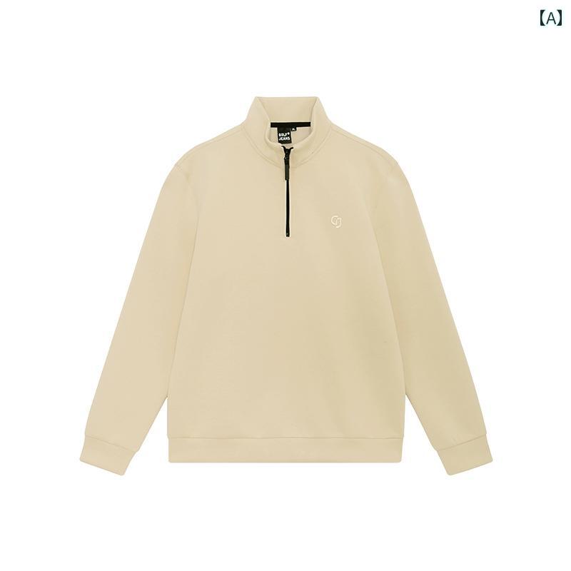 ジーンズ エア コットン ハーフジップ スタンド スウェット メンズ 春秋 しわに なりにくい 通勤 長袖.カラフルカラーオシャレ