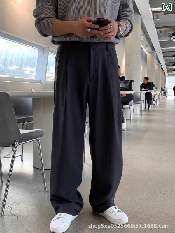スラックス メンズ 法式 豪華感 テーパード イージーパンツ ゆったり ストレートパンツ ロングパンツ シワになりにくい ワークパンツ 黒 ブラック グレー