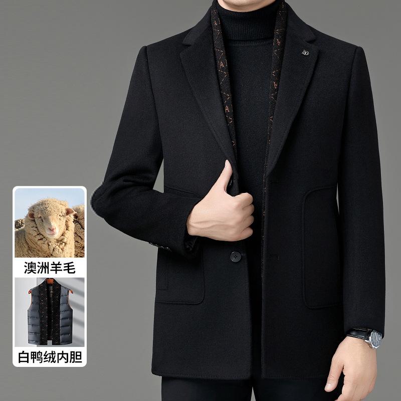 厚地の外套 メンズ 羊毛 ダブル人間の顔 真っただ中丈 テーラードジャケット 落ち込むラインドライヴ付き添い人 秋冬 黒いこと 赤銅色系