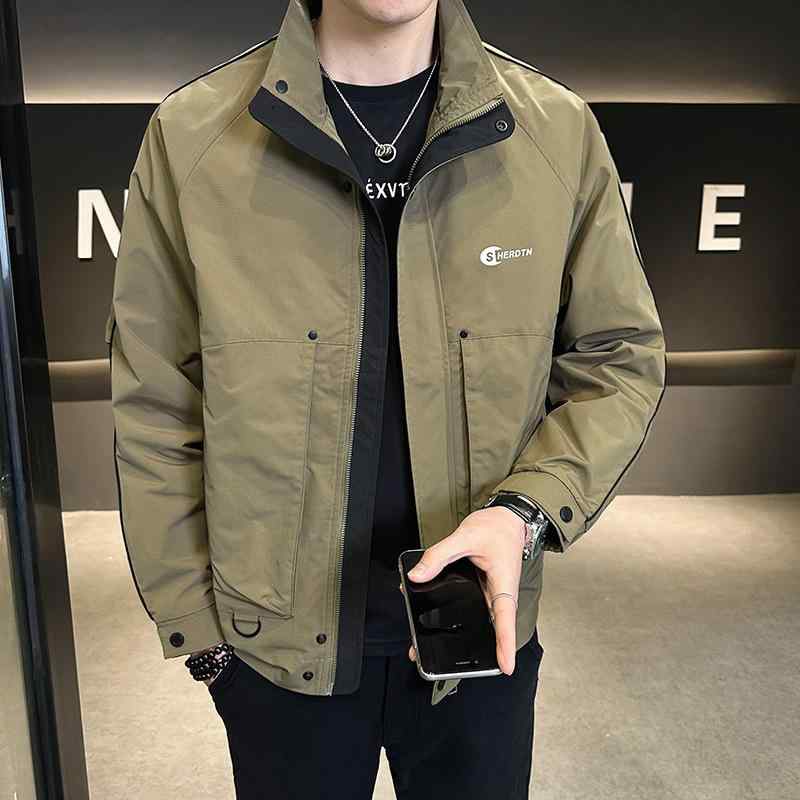 ジャケット 男性用 ワークジャケット ライトアウター 立襟 コーデュロイ 春秋 ブラック カーキ｜LINEAR shop