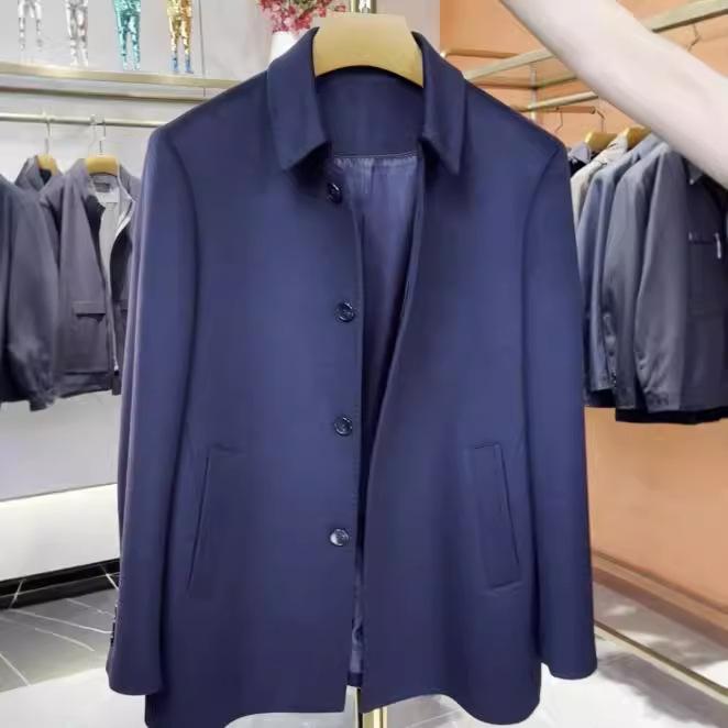 厚地の外套 メンズ 成人男性用 羊毛  混紡 真っただ中丈 商行為 成人男性服 アウター 朦々たる 無地 紺色 濃紺色 フォーマル あったか 冬