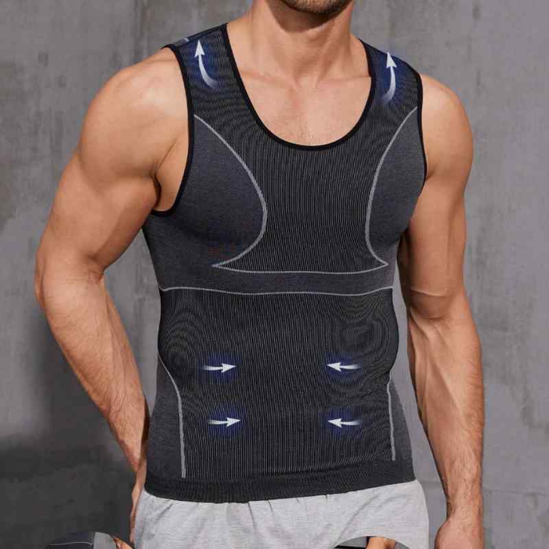メンズ 運動競技御召しもの コンプレッションウェア 形づくる御召しもの ノースリーブ トップス 伸縮性 吸汗速乾 通気性 黒いこと