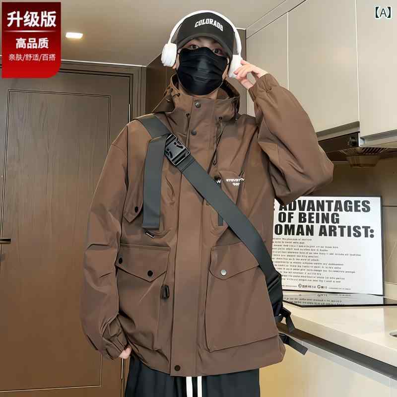 アウトドア 上衣 メンズ 時間新 防風 雨合羽 アウター ファット 付け加える大いさ 服.カラフルカラーオシャレシンプルスタイル メンズウェア-ブルゾン-ウェア