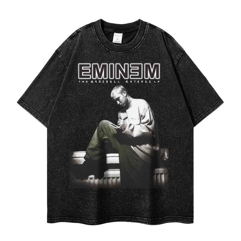 Tシャツ メンズ ストリート ヒップホップ 半袖 ラウンドネック ドロップショルダー ウォッシュ加工 プリント 綿 春夏 秋冬 黒 ブラック 白 ホワイト
