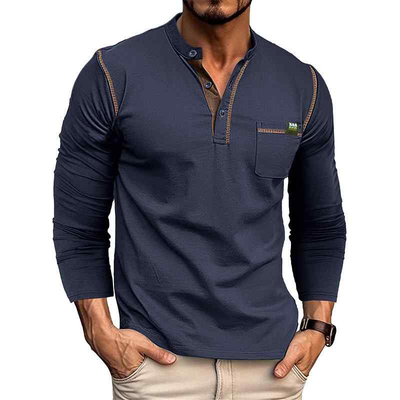 Tシャツ メンズ 長袖 コットンブレンド 切り替え ラウンドネック プルオーバー スタンダードフィット 秋冬 ホワイト ダークグレー ブルー ワインレッド ダークグリーン ブラック(x2)