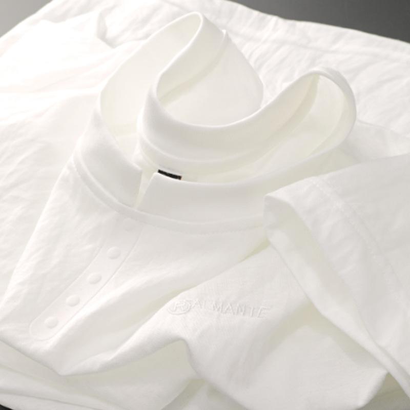 Tシャツ メンズ 亜麻 ヘンリーネック 半袖 コットン混紡 接触冷感 通気性 刺繍 スリムフィット トップス カジュアル 春夏 ホワイト ブラック系