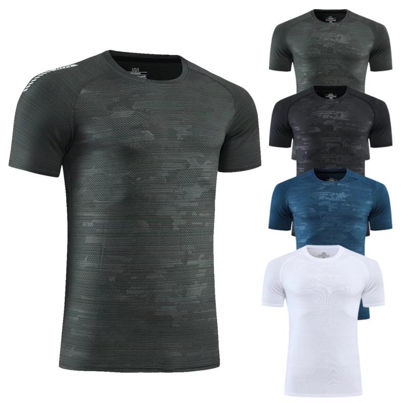 Tシャツ メンズ 男性用 速乾 スポーツウェア 半袖 Tシャツ ラウンドネック 迷彩 トレーニング ランニング アウトドア ウェア トップス ブラック ホワイト グレー ブルー ポリエステル 伸縮性 吸湿性 通気性 運動着(x2)
