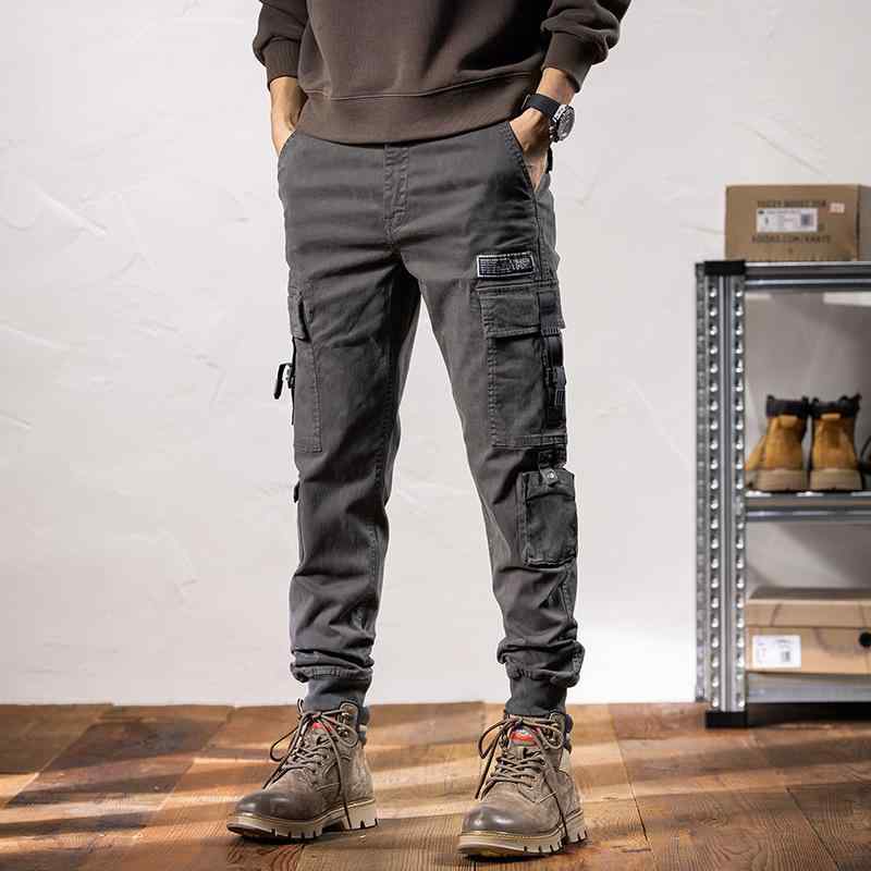 パンツ メンズ ワークパンツ コットン 多ポケット ストレート 9分丈 カジュアル カーゴパンツ ミリタリー 春秋 アウトドア ブラック系