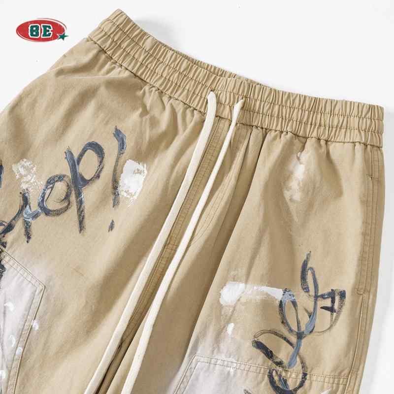 パンツ メンズ 男性用 カーゴパンツ テーパード ミリタリー リラックス レトロ ウォッシュ加工 スプラッシュインク ドローストリング コットン カーキ コーヒー S M L XL(x2)|LINEAR shop