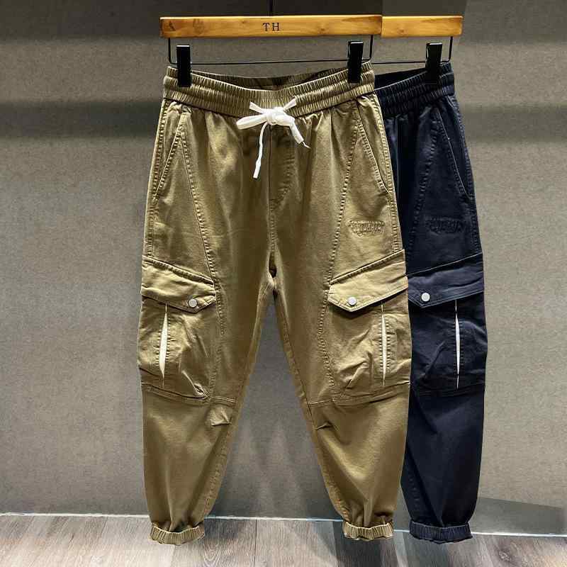 ワークパンツ メンズ 秋冬 多ポケット ドローストリング 裾絞り ワイドパンツ カーゴパンツ コットン 綿 無地 ゆったり 大きいサイズ アメカジ カジュアル ブラック カーキ