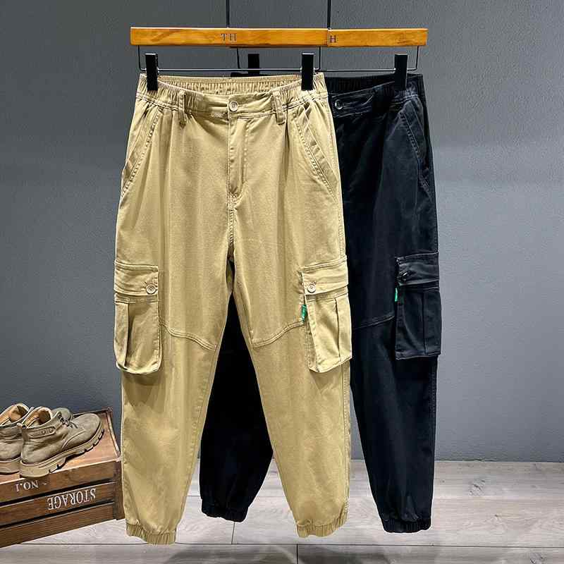 カーゴパンツ メンズ 男性用 ワークパンツ 春秋 コットン ゆったり ストレート 黒 カーキ 緑 大きいサイズ 普段使い カジュアル