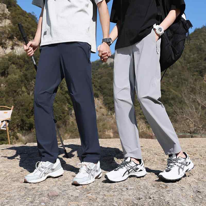 ワークパンツ メンズ 男性用 アウトドア 春秋 直筒型 撥水 高弾性 無地 黒 青 グレー