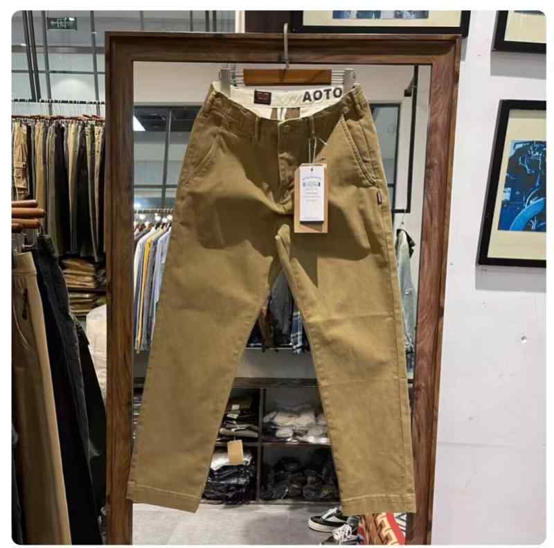 パンツ メンズ 男性用 レトロ キャンバス カーキ ストレートパンツ カジュアルパンツ ロングパンツ 綿 立体裁断 ブラック グレー(x2)｜LINEAR shop