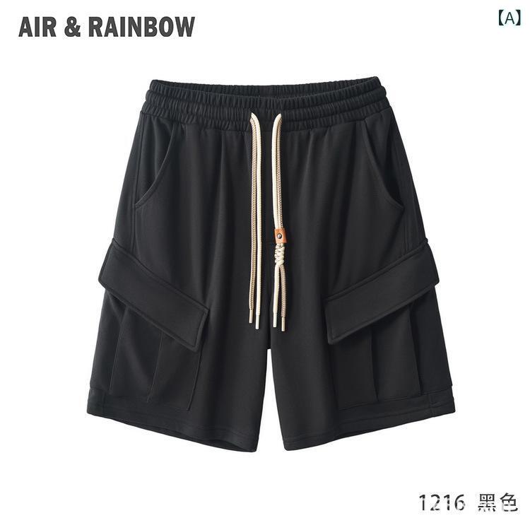 ハーフパンツ メンズ カーゴパンツ 男性用 5分丈 ワイドパンツ コットン ゆったりサイズ ミリタリー 無地 黒 紺 グレー ベージュ 春夏