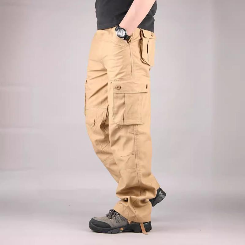 パンツ メンズ 作業着 ワークパンツ カジュアル ズボン 多ポケット カーゴパンツ 厚手 ゆったり ストレートパンツ カーキ ブラック グリーン グレー 綿 耐摩耗性 秋冬