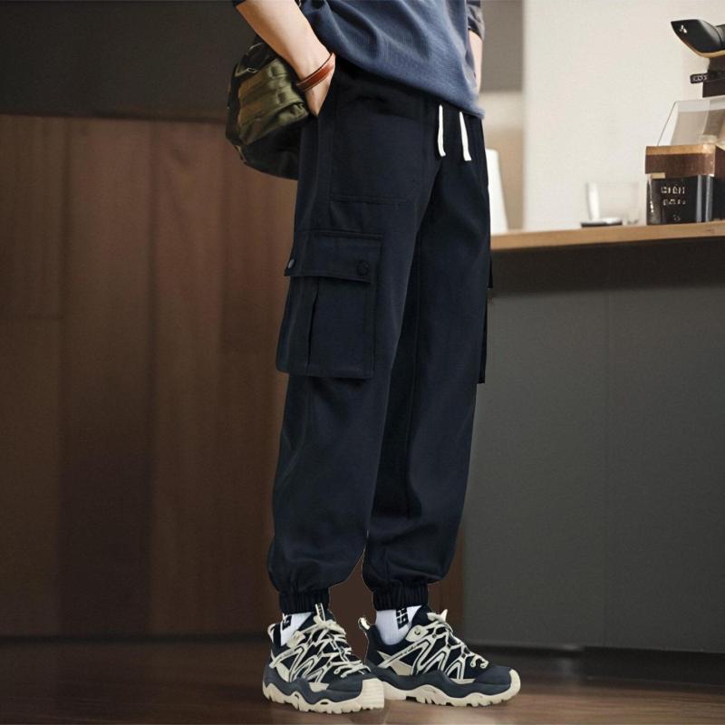 パンツ メンズ カーゴパンツ ミリタリー ワークパンツ 束脚パンツ テーパードパンツ ルーズ ゆったり カジュアル 多ポケット ポリエステル ブラック 黒 カーキ グリーン 緑 春