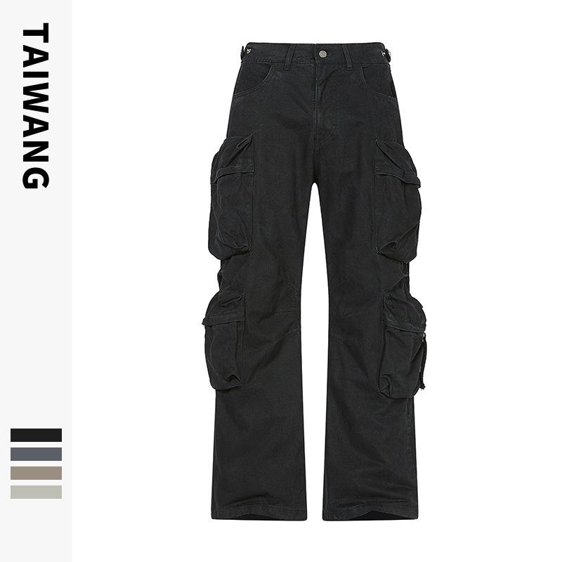 パンツ 男性用 ワークパンツ コットン ロングパンツ ストレート 無地 ブラック 黒 深灰 カーキ M L XL 2XL 3XL 春秋(x2)