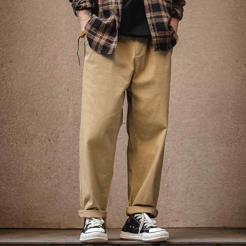 パンツ 男性用 カーキ ワークパンツ アーミーグリーン イージーパンツ リラックス ストレートパンツ ドローストリングパンツ メンズ コットン ズボン 普段使い 春