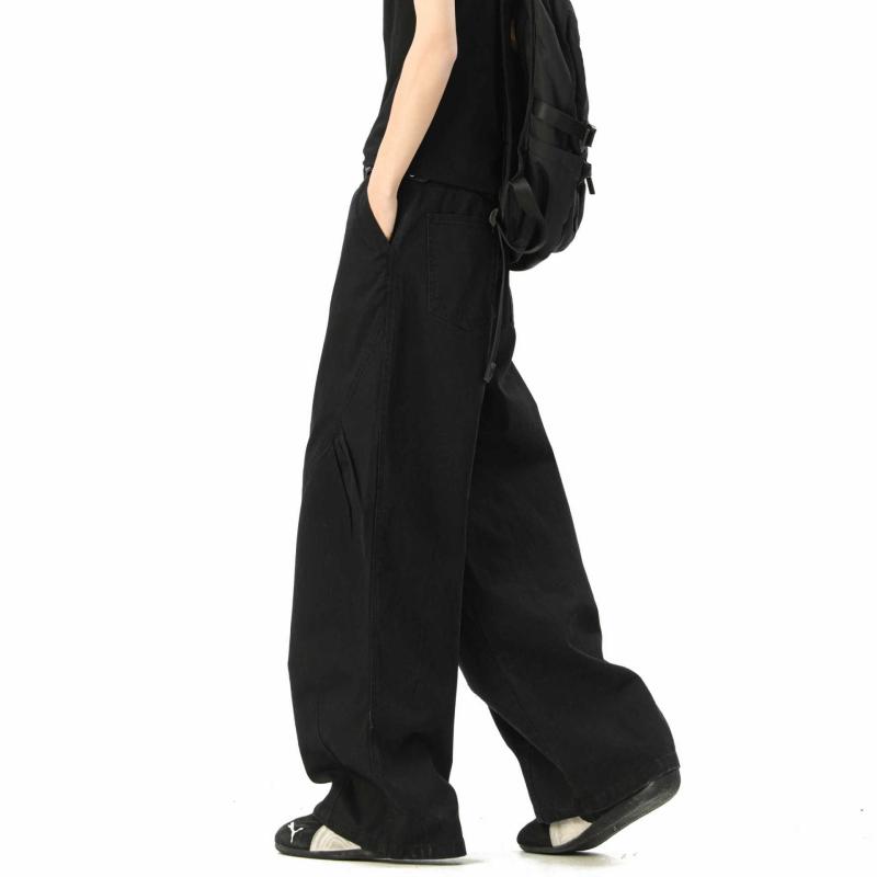 カーゴパンツ メンズ ミリタリー ワイドレッグパンツ ストレートパンツ ワークパンツ ロングパンツ コットンパンツ 高腰 ゆったり カーキ ブラック ベージュ ブラウン アメカジ