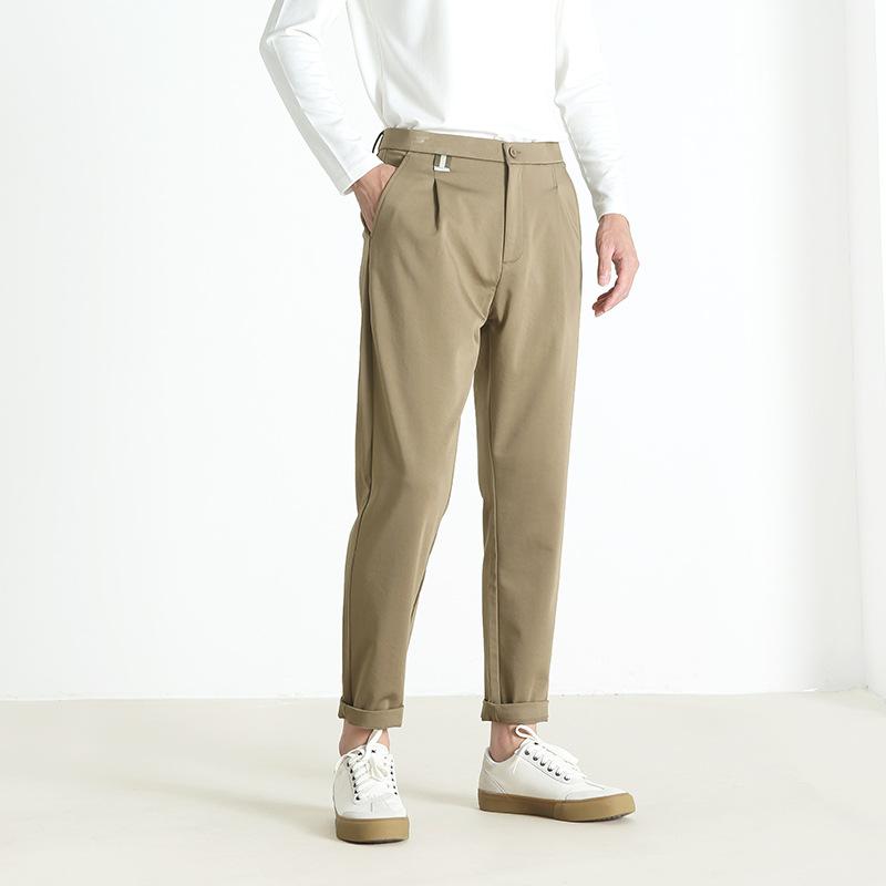 パンツ メンズ 男性用 通勤用 ズボン 無地 ?松 ビジネス カジュアル ストレート 小脚パンツ 9分丈 中腰 カーキ グレー ブラック 5,145円