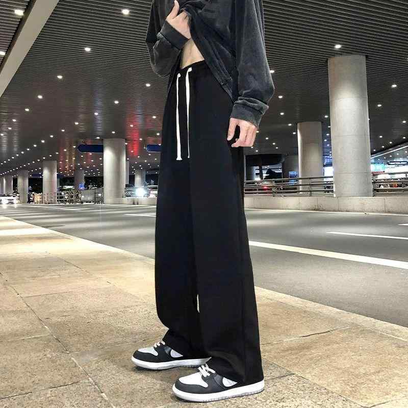 スウェットパンツ メンズ 男性用 ストレート ズボン コットン混紡 ルーズ 秋 ブラック 黒 グレー 普段使い リラックスパンツ