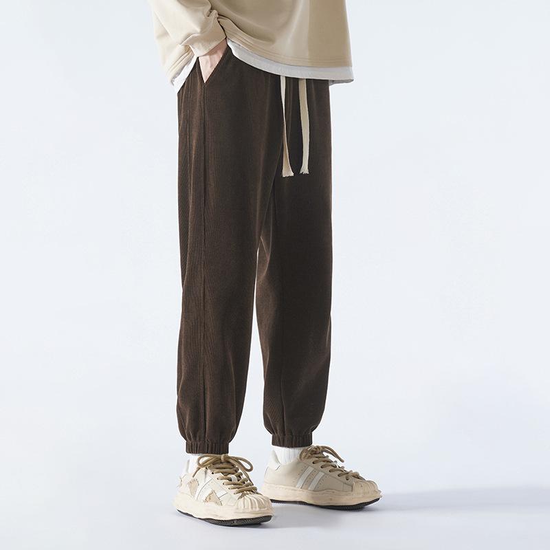 カジュアルパンツ メンズ 男性用 コーデュロイパンツ ストリート ドローストリング ロングパンツ ルーズフィット ストレート スポーツ テーパードパンツ 無地 春秋 耐摩耗性 ダークグレー ベージュ コーヒー色 ブラック 5,288円
